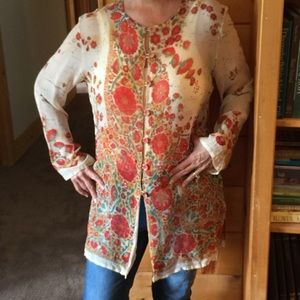 Women’s elegant sexy silk tunic top/blouse